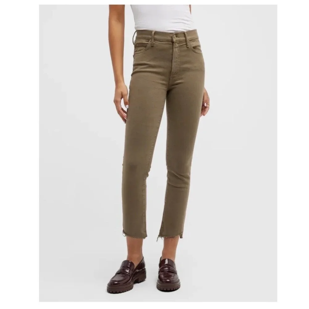 Mother The Insider Crop Step‎ Fray Jeans Capers Brown High Waisted Size 27 NEW